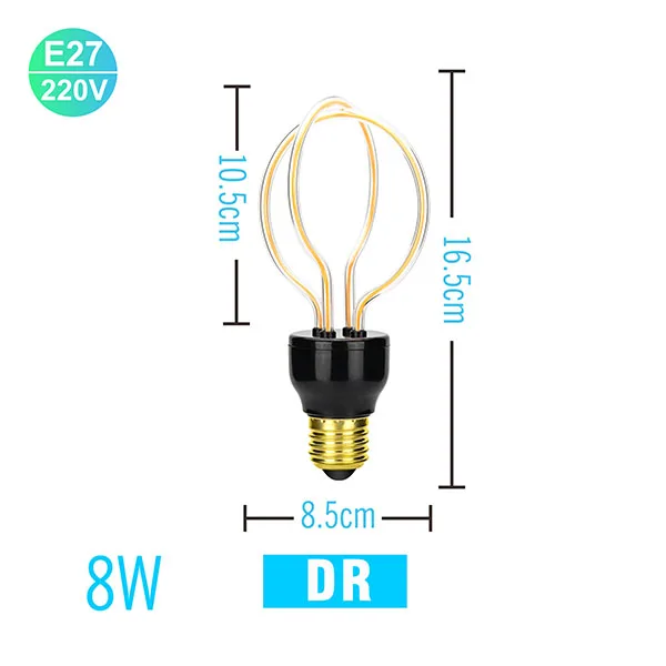 Винтажная лампа Эдисона E27, 8 Вт, ac220в, Ретро лампа, теплая белая лампа накаливания, лампа Эдисона, лампада для украшения дома, Подвесная лампа - Цвет: DR