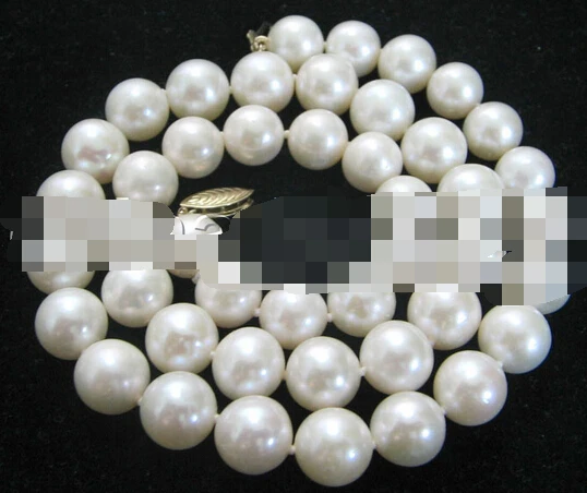 

xiuli 003525 17" 10-11mm natural white perfect round freshwater pearl necklace-14KGP gold