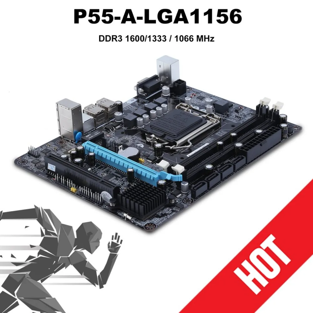 Материнская плата Deaktop P55 для компьютера 215*170 мм материнская LGA1156 P57 PM55 8 ГБ 2 * DDR3