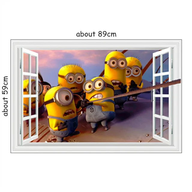 Aliexpress.com : Buy 3 Minions climb window anime wall decals blue Sky ...