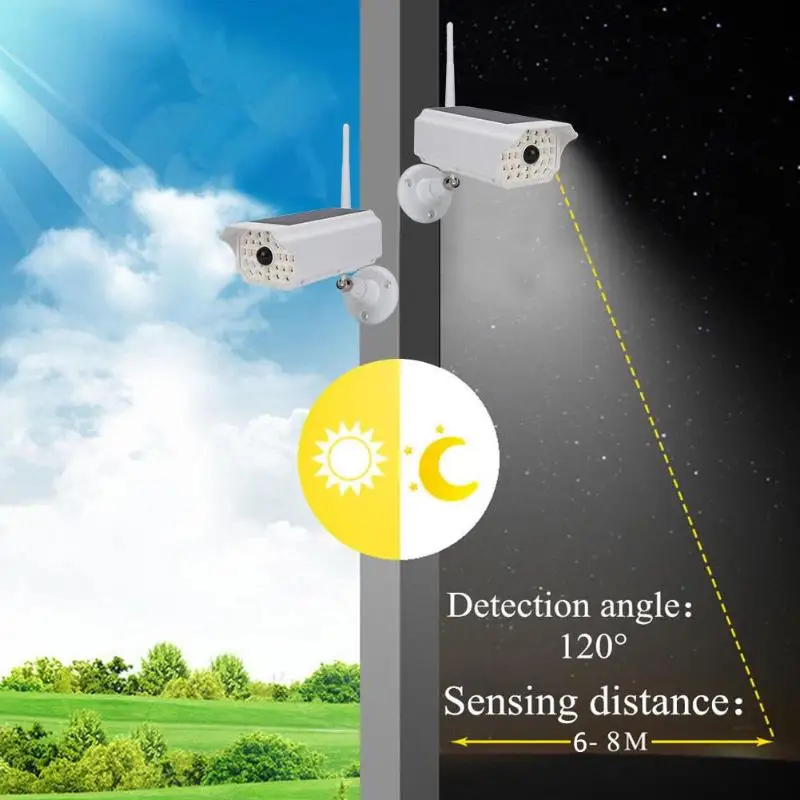 Светильник на солнечной батарее, наружный, водонепроницаемый, для мониторинга, противоугонная, домашняя, Индукционная лампа, подходит для патио, гаража, двери, виллы, стены