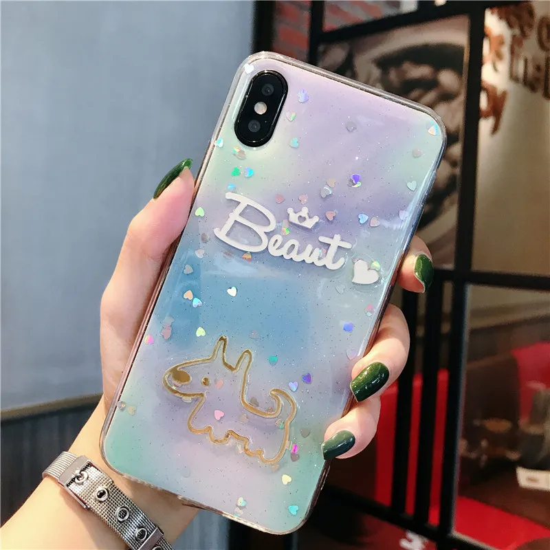3D блестящие чехлы для телефонов с мороженым iphone XS Радужные Блестки tpu 7 8 6s 6 Plus