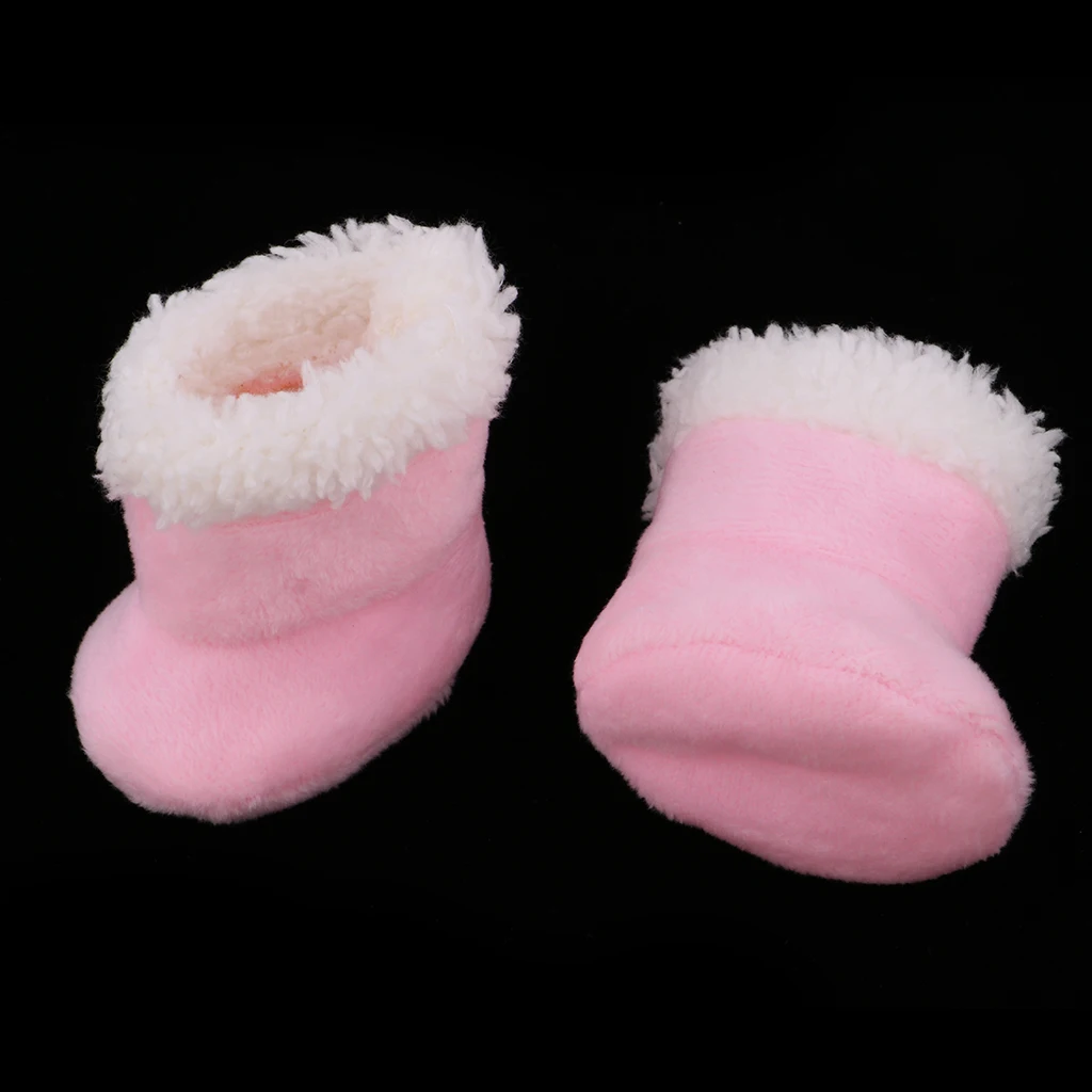Lovely Pink Plush Boots Shoes For Mellchan Baby Doll 9-11 Inch Reborn Girl Doll Clothing Accessories