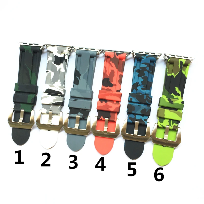 

TJP Sport 42mm 44mm apple watch series 4 3 2 1 strap for iWatch CAMO color Soft Silicone Rubber camouflage band with adapter