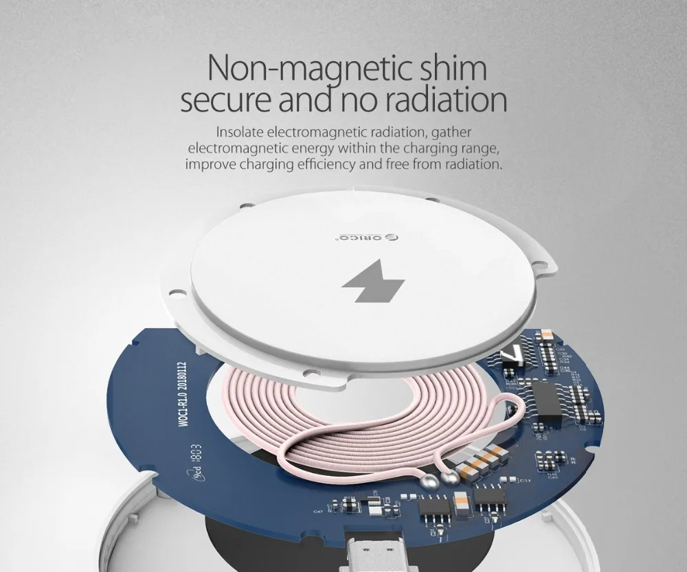ORICO Qi Беспроводное зарядное устройство Быстрая зарядка быстрая Беспроводная зарядная площадка с бесплатным зарядным приемником для iPhone X 8 Plus samsung huawei