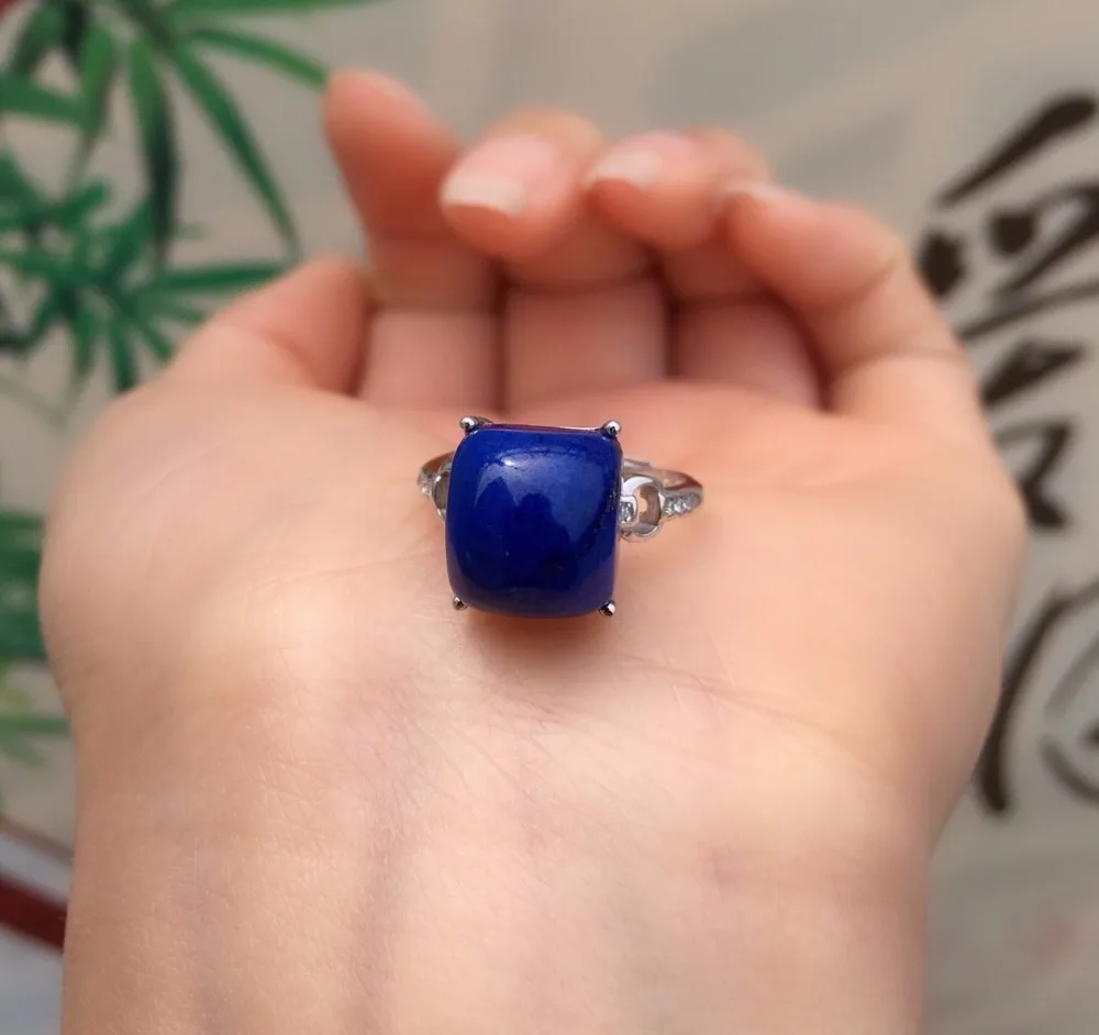 

Fine Jewelry Real 925 Steling Silver s925 100% Natural Blue Lapis Lazuli Gemstones Female Fine Rings Christmas Gift