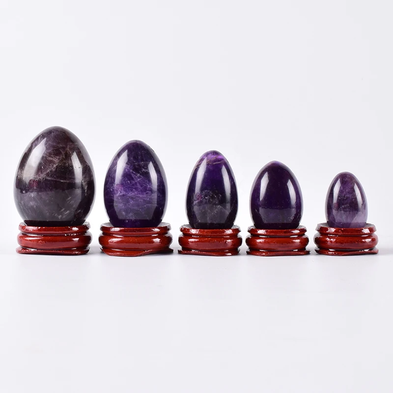 Натуральный аметистовый массажер Yoni Egg искусственное и деревянное основание
