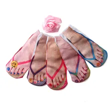 Харадзюку Стиль 3D шлепанцы носки с принтом женские носки Топ хлопок модные милые Kawaii унисекс короткие носки