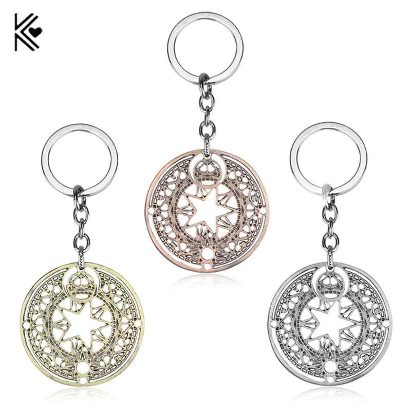 

Anime Cardcaptor Sakura Keychain Car Key Chain Magic Circle Key Ring Holder Pendant Chaveiro Men's Women Cosplay Accessories