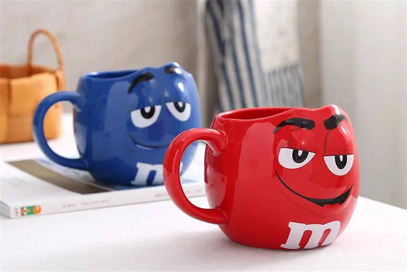 M& M кофейные кружки, керамические чайные чашки и кружки с ложкой, большая емкость, милая креативная посуда для напитков