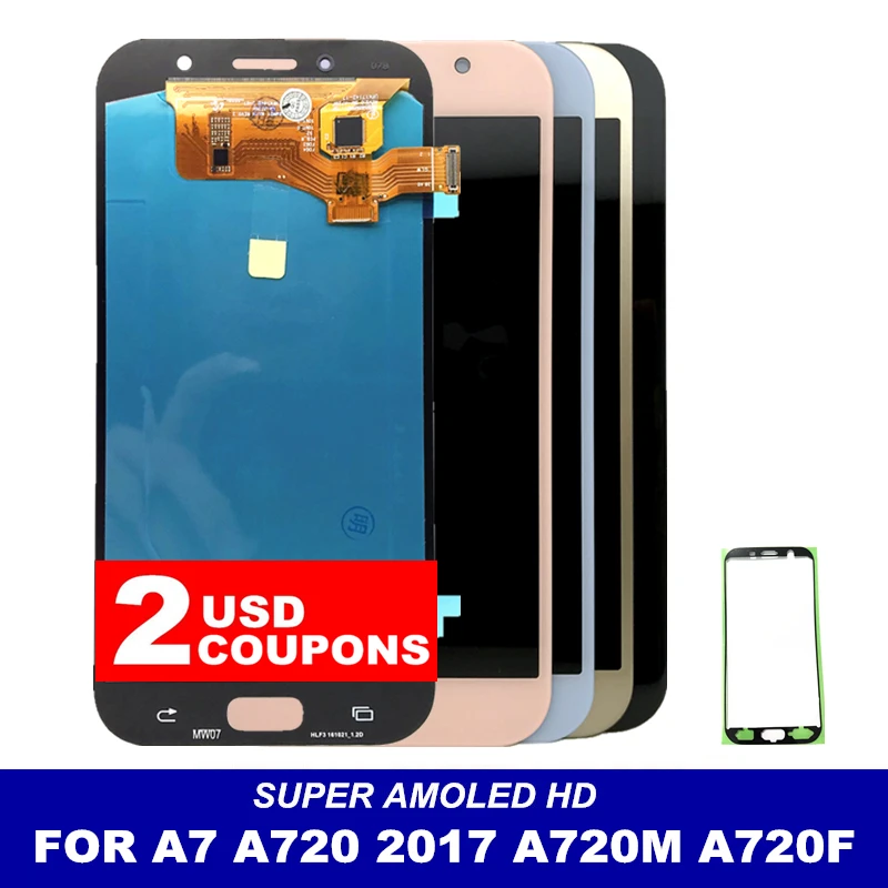 

Super AMOLED LCD Replacement For Samsung Galaxy A7 2017 A720 A720F A720M A720Y Display Touch Screen Digitizer Assembly