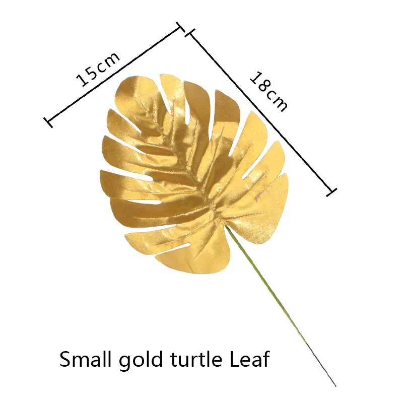 5 шт., золотисто-Зеленый Искусственный лист высокого качества, листья тропической пальмы, сделай сам, растения для дома, вечерние, свадебные, настольные украшения - Цвет: small gold