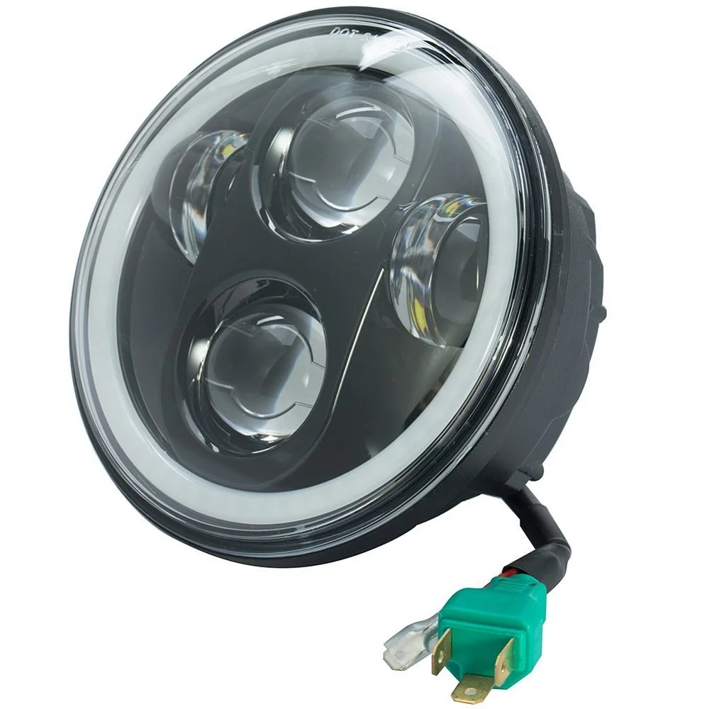 5.75Inch Motorcycle Projector Led Headlight Fit 5.75 H4 Headlamp With Angel Eye For Harley Bike Sportsters XL XG XR VRSCD Dyna (2)
