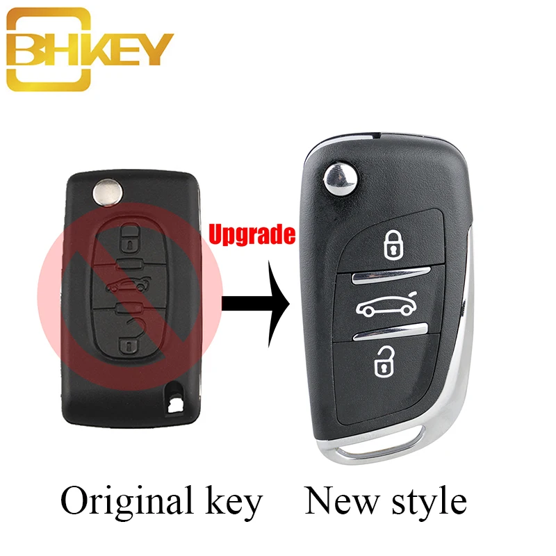 BHKEY 3 кнопки багажник модифицированный чехол для ключа Peugeot 306 407 408 607 Citroen C4 C2