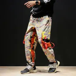 High Street Хип-хоп Повседневное камуфляжные штаны Для мужчин модные свободные штаны-шаровары Танцы Костюмы мужской Jogger Брюки Sweatpant комбинезоны