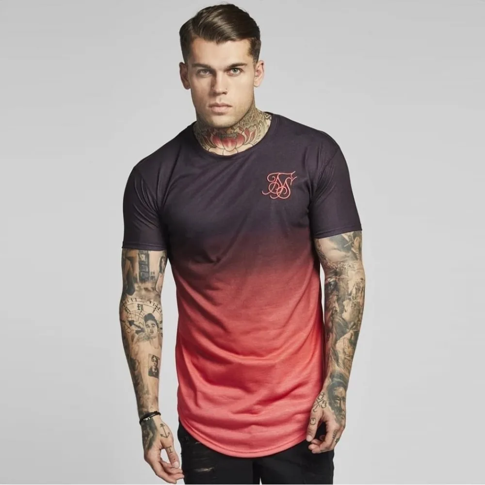 

Men fashion Sik Silk Kanye West T-Shirt Sik Silk Men Casual Hip Hop Irregular cut Zipper Short Sleeved T-shirts Black orange