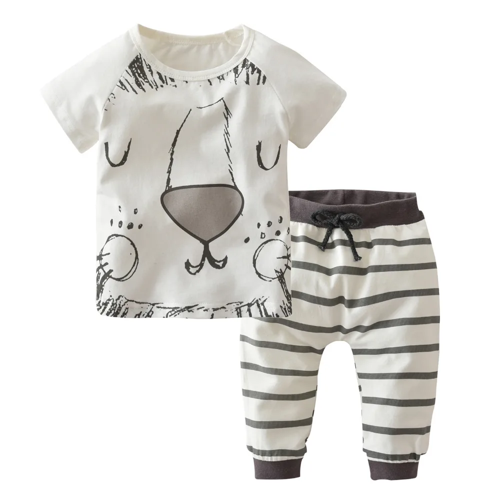 60 3 St/ücke Jungen All-in-One Anzug Zebra Streifen Body Kleidung Set Cartoon Muster Strampler