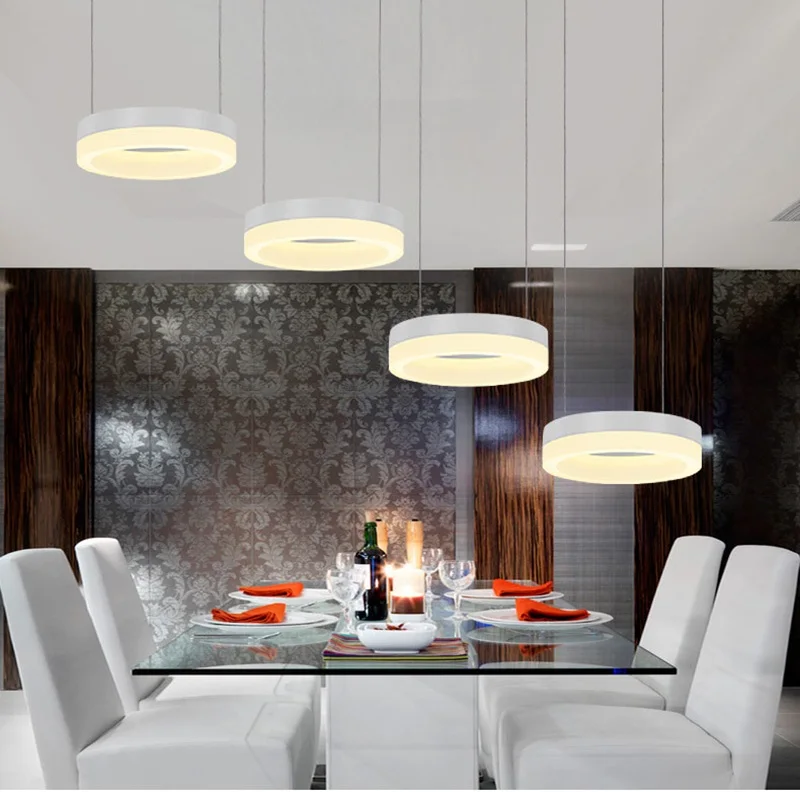 

Free Modern led pendant lights for dining room living room Acrylic Aluminum Circle rings led pendant lamp fixtures AC 85-265V