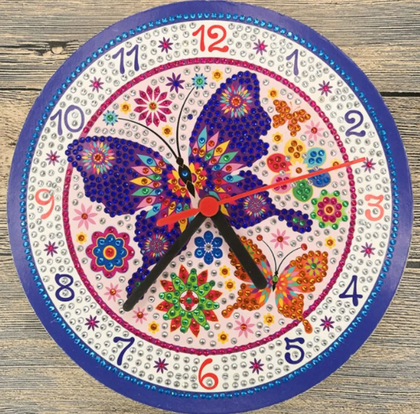 

DIY Wall Clock 5D Diamond Embroidery Cross Stitch Watch Diamond Painting Mosaic Rhinestones Needlework Gift
