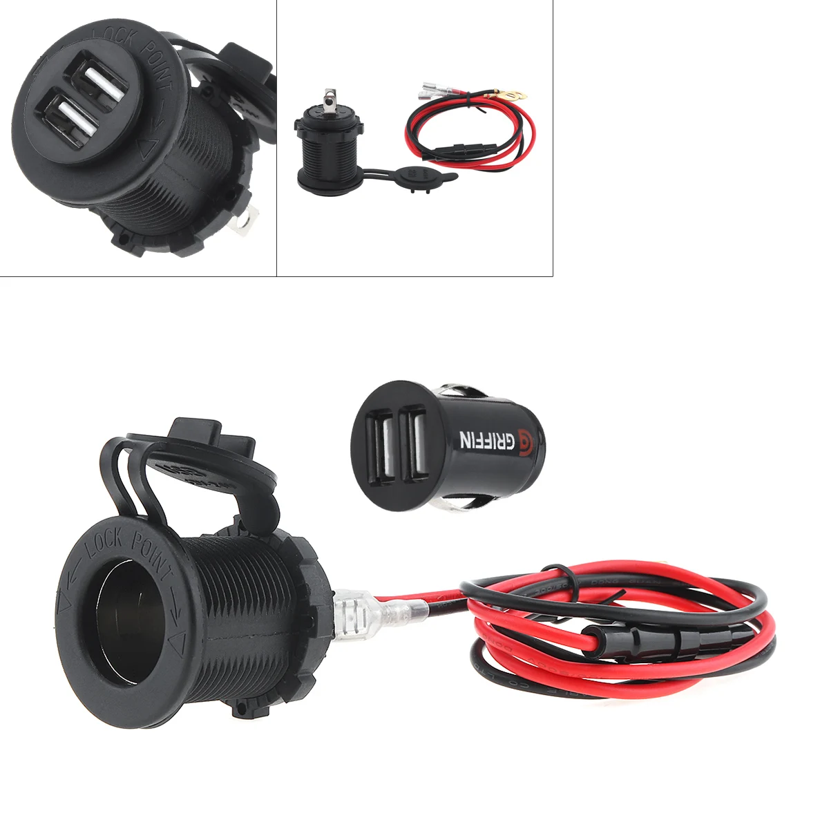 Для мотоциклов и автомобилей Зарядное устройство 12V Водонепроницаемый прикуривателя гнездо GPS устройство для автомобиля с двумя портами USB Зарядное устройство мобильного телефона Зарядное устройство для автомобиля мотоцикла