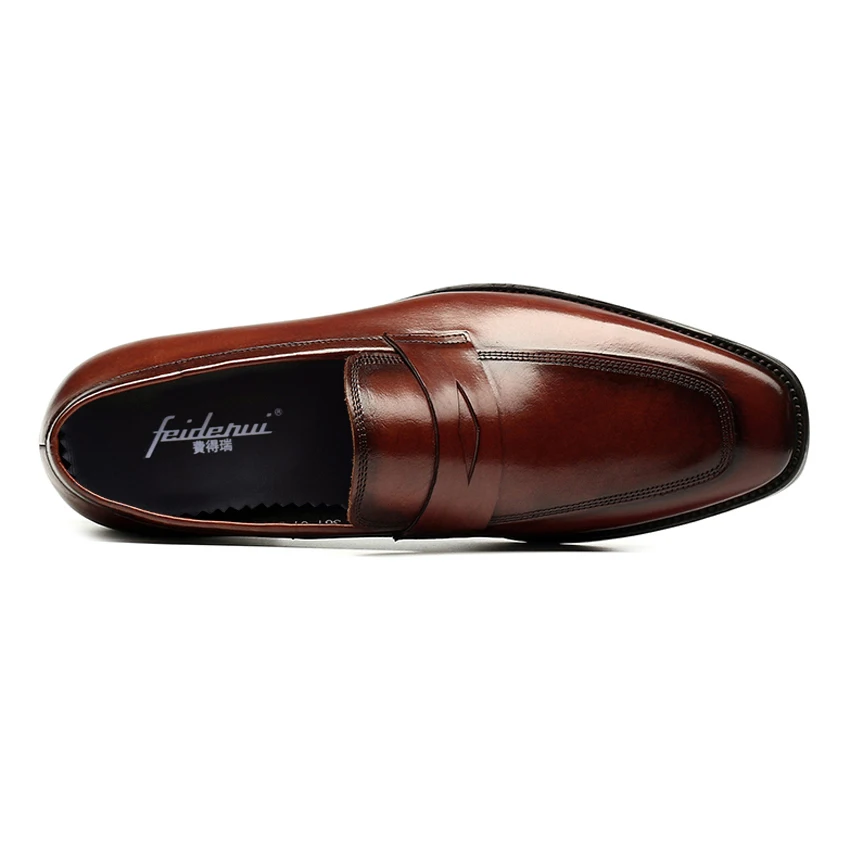 Мужские лоферы из натуральной кожи без застежки с круглым носком|slip on|slip on flatsslip