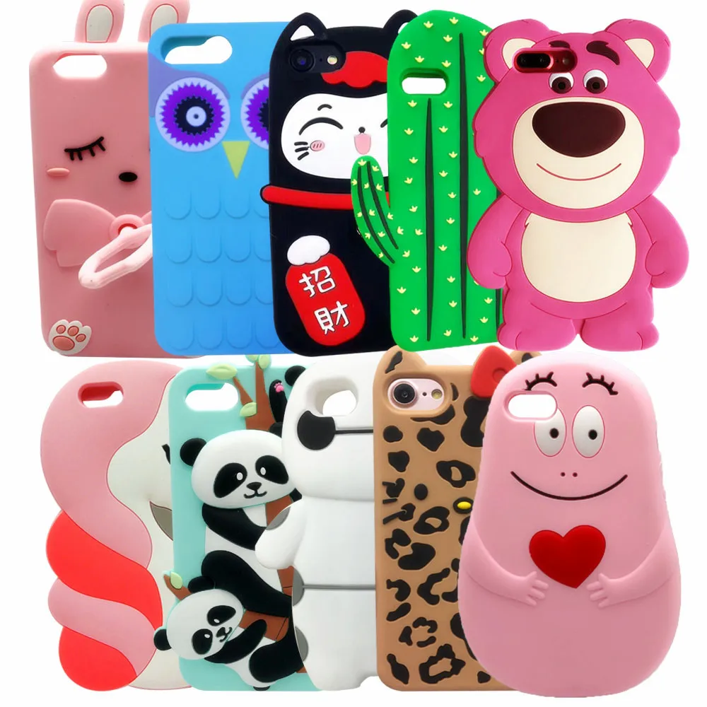 

For iphone 5 5s SE 6 6s Plus Case 3D Silicon Owl bear Strawberry bear Cartoon Soft Phone Cover for iphone 6 6S 7 Plus 8