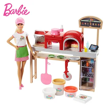 

Original Barbie Doll Toy Pizza Making Fun Barbie Dolls and Playset The Girlbrinquedos Girl Toys Barbie Collection Model FHR09