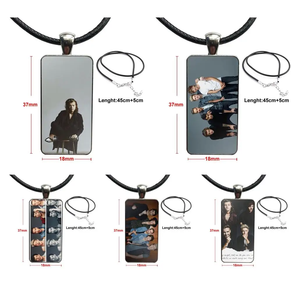 For Women Handmade Girls Glass Cabochon Choker Pendant Rectangle Necklace Steel Color Jewelry One Direction Band All Members | Украшения и