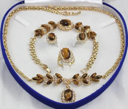 

Hot sale new Style >>>>>Inlay Tiger's Eye Necklace Bracelet Earring Ring No box