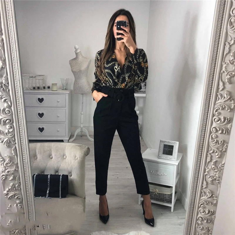 

Women Ladies Sexy Floral Bodysuits Fashion Print Patchwork Deep V Wrap Over Satin Bodysuit Leotard Top Jumpsuit