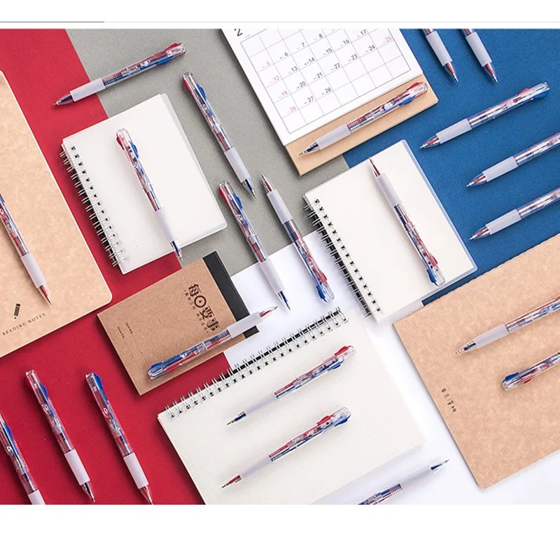 

48 pcs/Lot Multi color ballpoint pen Transparent body 0.5mm roller ball pens Blue Red refill Office school supplies Caneta CB752