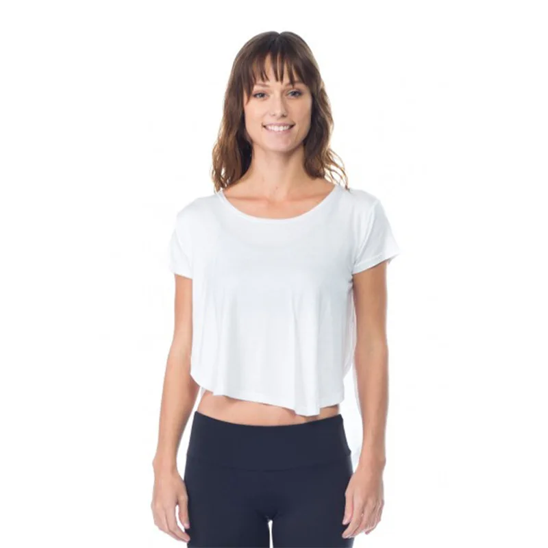 Women's Sports T-shirt Short-sleeved Blouse Before The Short Long Design Yoga Thin Loose Fitness Clothes Breathable Yoga Clothes