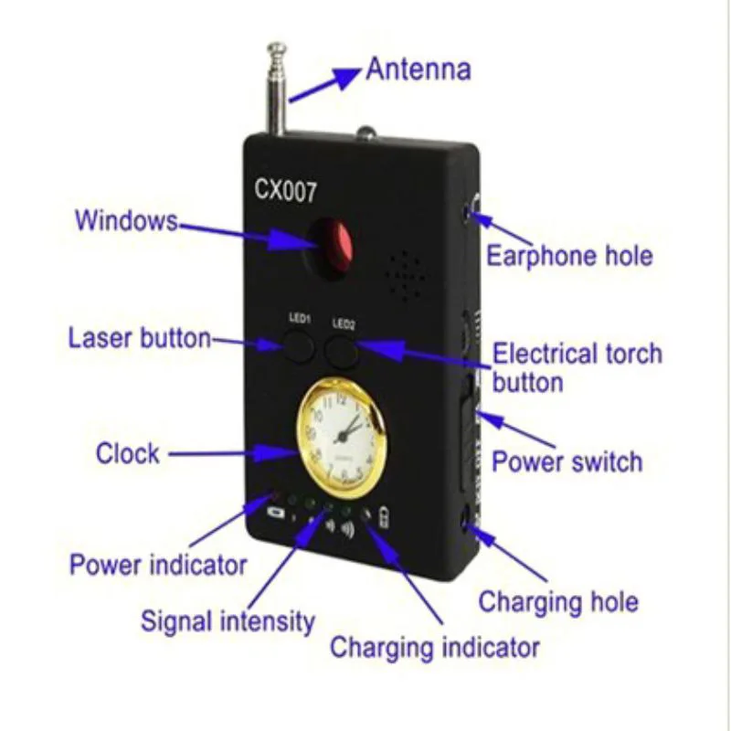 CX007 полный диапазон Частотный детектор многофункциональная сигнальная Камера телефон GSM gps Wi-Fi ошибка шпион Радиочастотный детектор Finder