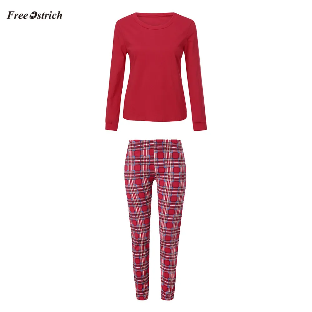

Free Ostrich Clothes Womens Xmas Family Matching Christmas Pajamas Sets 2Pcs Sleepwear Nightwear Pyjamas for women set Summer