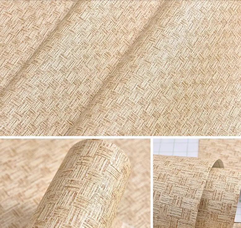 moisture mould proof PVC Self adhesive Wallpaper Linen Wall Sticker