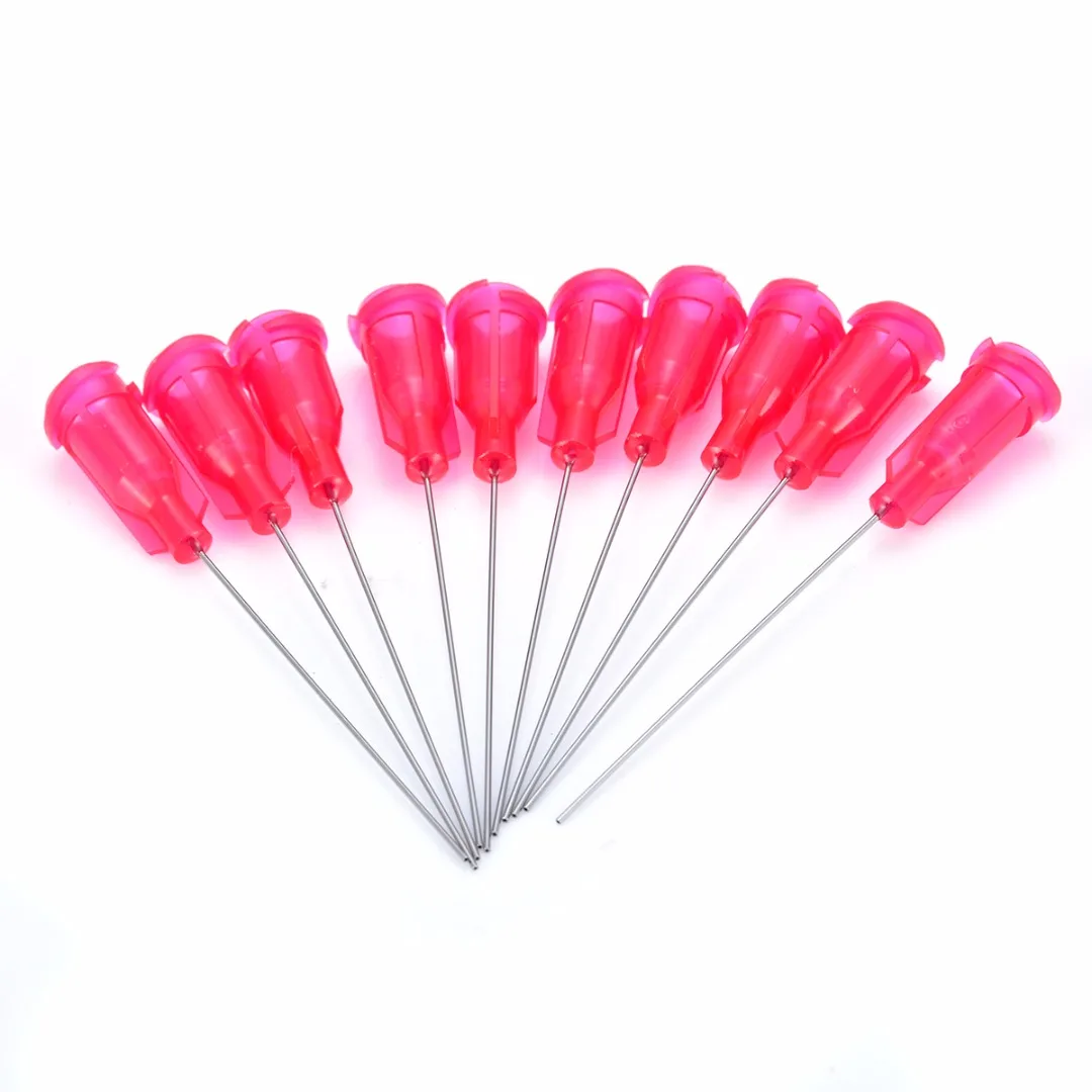 10pcs Red 25Ga Stainless Steel Blunt Dispensing Needles Dispenser Syringe Needle Tips For DIY Gluing Rhinestones Filling Ink