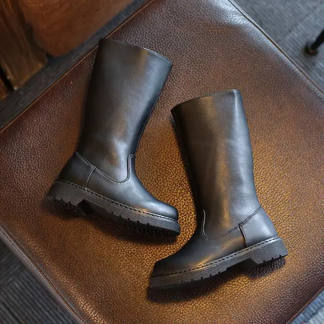 KIDS 2017 Autumn Winter Baby Girl Leather Knee High Boot Children