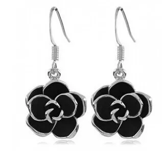 

JS E016 White And Black Rose Flower Earrings Gold And Silver Color Pendientes Women Nickel Free Fashion 2014 Ear Rings