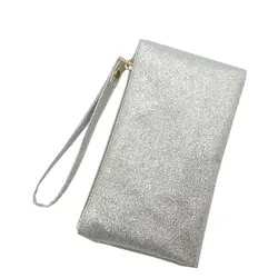 2018 Новая мода Bling портмоне Для мужчин Для женщин кошельки ПВХ сумка на молнии Малый Мини Длинные сцепления телефон браслет бренд вечерние