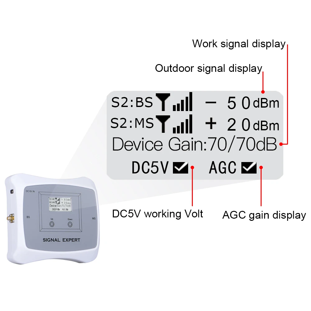 ATNJ умный настоящий ЖК дисплей 2g 3g CDMA 850 WCDMA 2100 MHz усилитель мобильного сигнала B5 B1