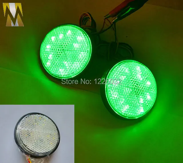 High light green Round LED Reflectors for Universal Motorcycle car truck high performance Brake Light blinker