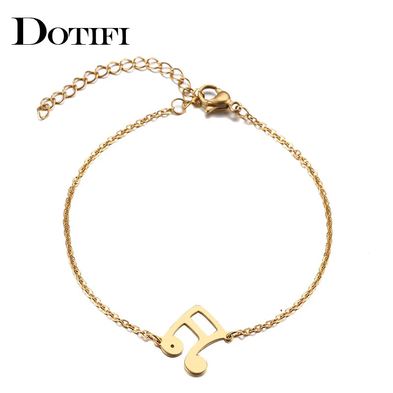 

DOTIFI Stainless Steel Bracelet For Women Man Musical Notes Gold And Silver Color Pulseira Feminina Lover's Engagement Jewelry