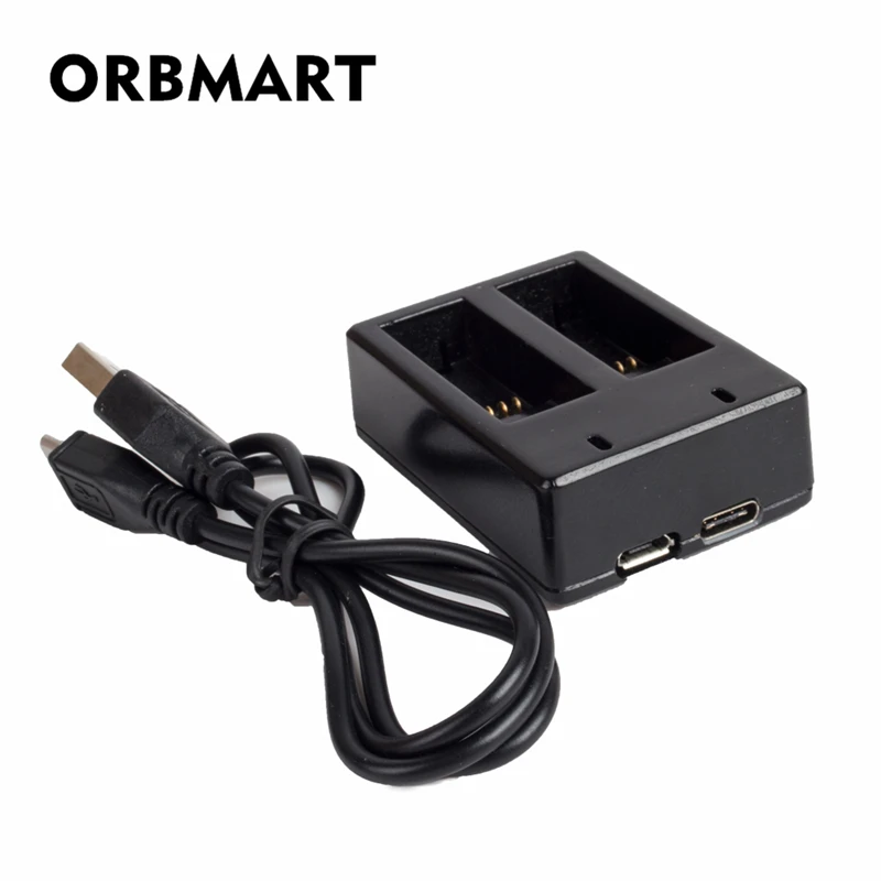 

ORBMART Double Dual Port Slot Battery Charger For Go Pro Gopro Hero 5 6 7 Black Sport Camera Accessory With Usb Cable Travel