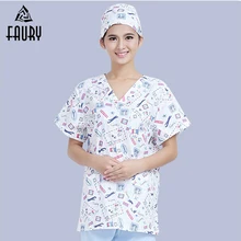 Для ролевых игр, медсестра, Для женщин медицинская одежда обслуживающего персонала топы с короткими рукавами для маленького мальчика, больница DentalBeauty спа салон Повседневная обувь футболки