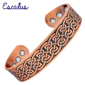 

Escalus Vintage 100% Pure Copper Wide Bangle Fashion Jewelry Bangle for Men and Women Charm Bracelets Wristband