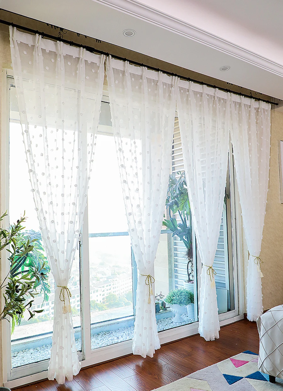 Современные Простые стереоскопические белые вышитые пятна Креативный дизайн занавески экран тюль для гостиной балкон шторы DF082#40