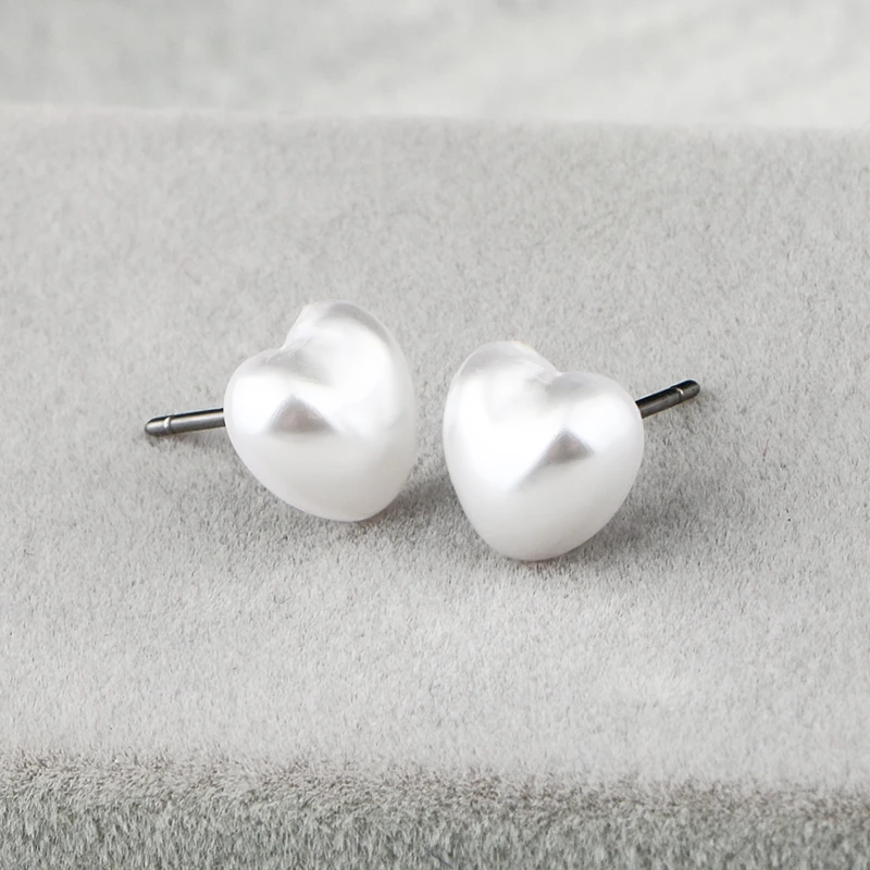 CHUKUI Oorbellen Korean Fashion Heart Pearl Earrings Imitation Pearl Stud Earrings Stainless Steel Jewelry Gifts For Women Girls (5)