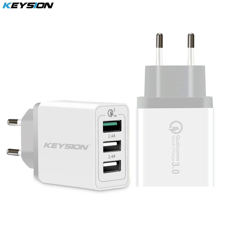 keysion 3 ports quick charger qc 3 0 30w usb charger for iphone xs max xr 8 7 plus for samsung huawei xiaomi fast charger qc3 0