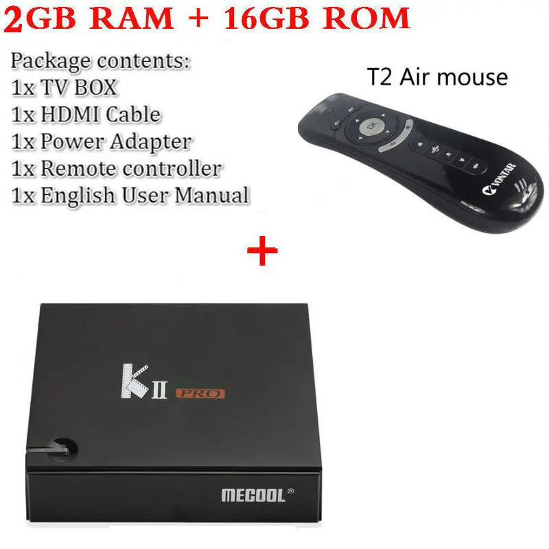 MECOOL KII PRO Android 7.1.1 ТВ приставка DVB-S2 DVB-T2 K2 PRO Amlogic S905D четырехъядерный 2G16G 4K Cline NEWCAMD 2,4/5 GHz двойной Wifi - Цвет: Box With T2