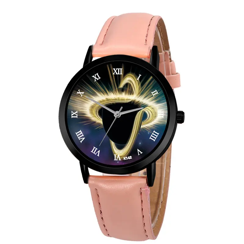 

Twisted Light Watch Casual Quartz Space Leather Strap Astronomy Planets Unisex Classy Creative Analog Watches Montre